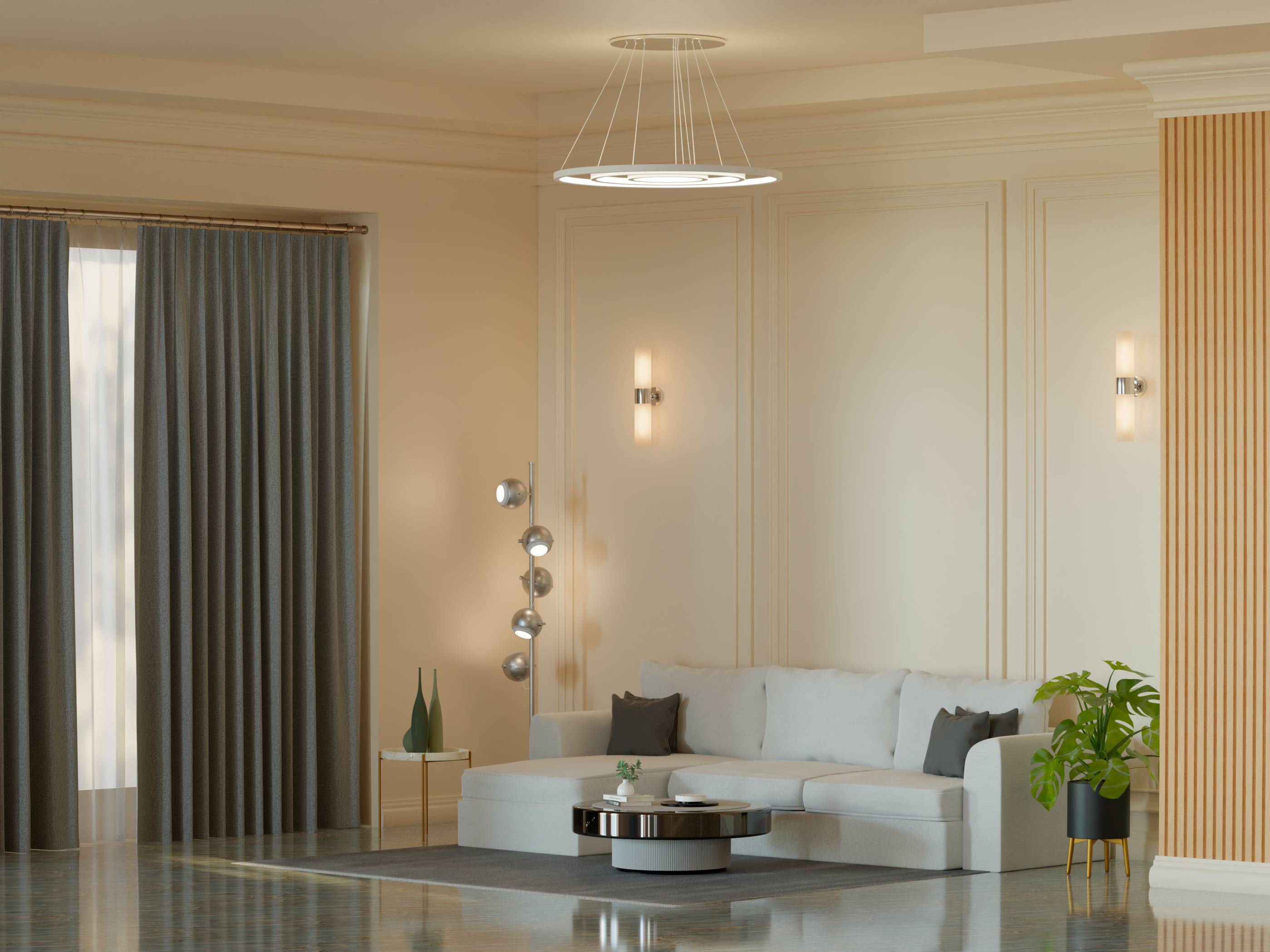 Styled luxury interior with curated furnishings